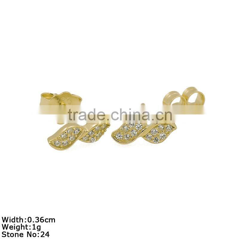 GZA9-018 Twist Design Small Silver Earring with Stones Stud Earrings