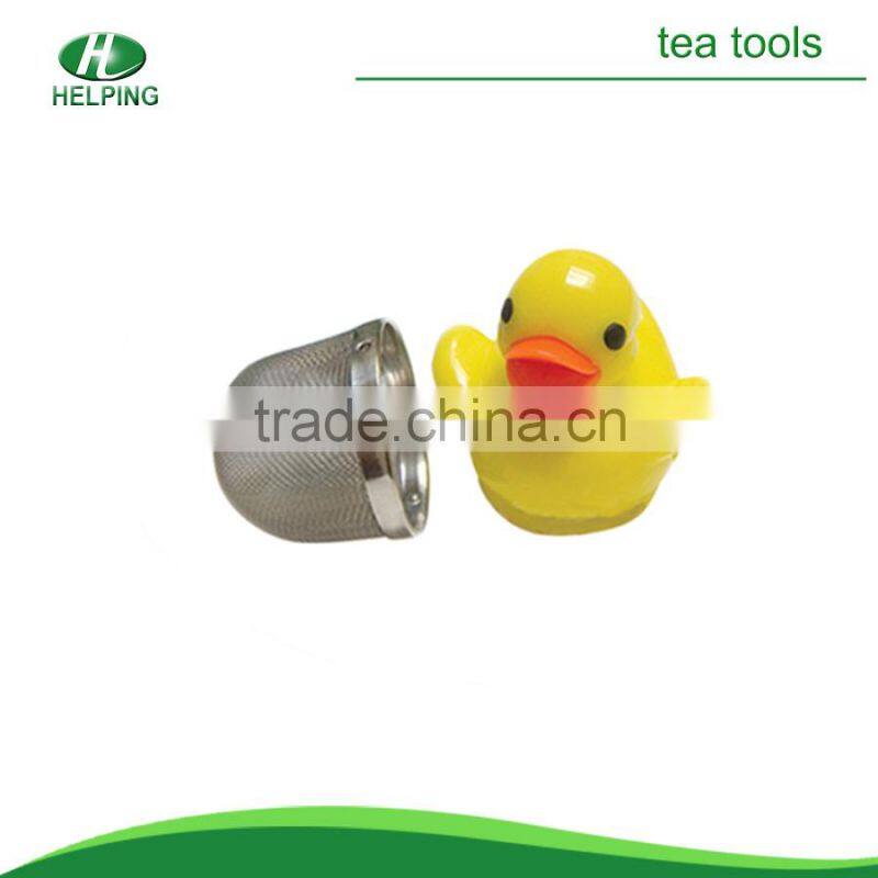 Yellow duck shape silicone tea strainer with stainless steel