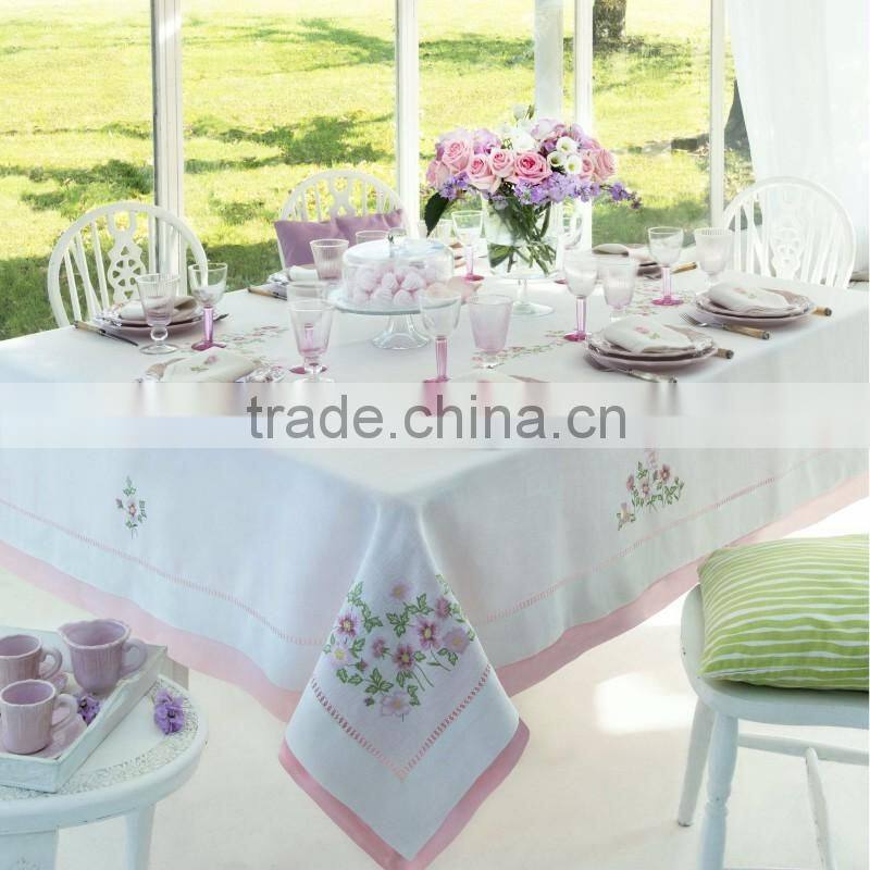 hand embroidery table cloth ,table linen,cotton embroidery table cloth