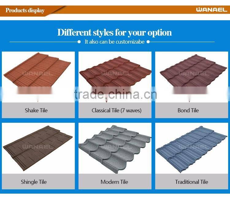Factory in stock colorful stone coated plain roof tiles for garden craft