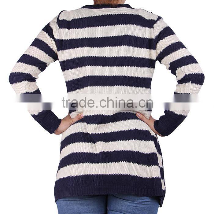 2015 fashion batwing sleeve stripes cotton women knitwear