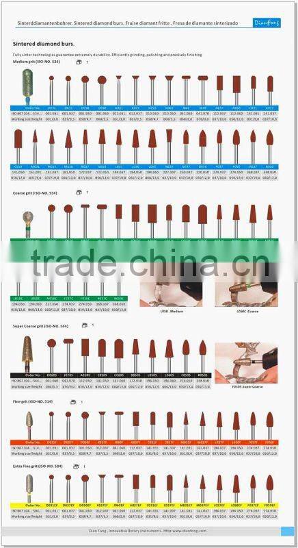 HP shank 320 mesh fine grit sintered diamond dental rotary tools