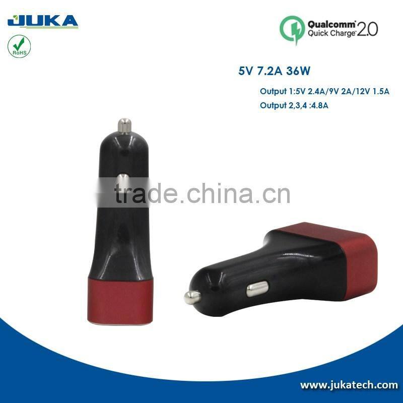Car Accessories Factory Low Price Fast Charging In-car Multi Output qc2.0 4 Port USB Car Charger