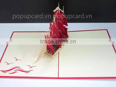Vase flower (apricot blossom) greeting pop up card