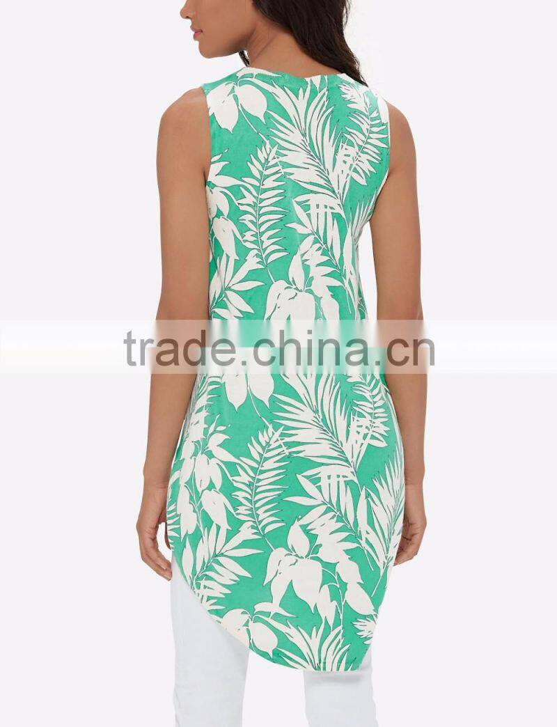 Women summer clothing long tank top african printed long back designs