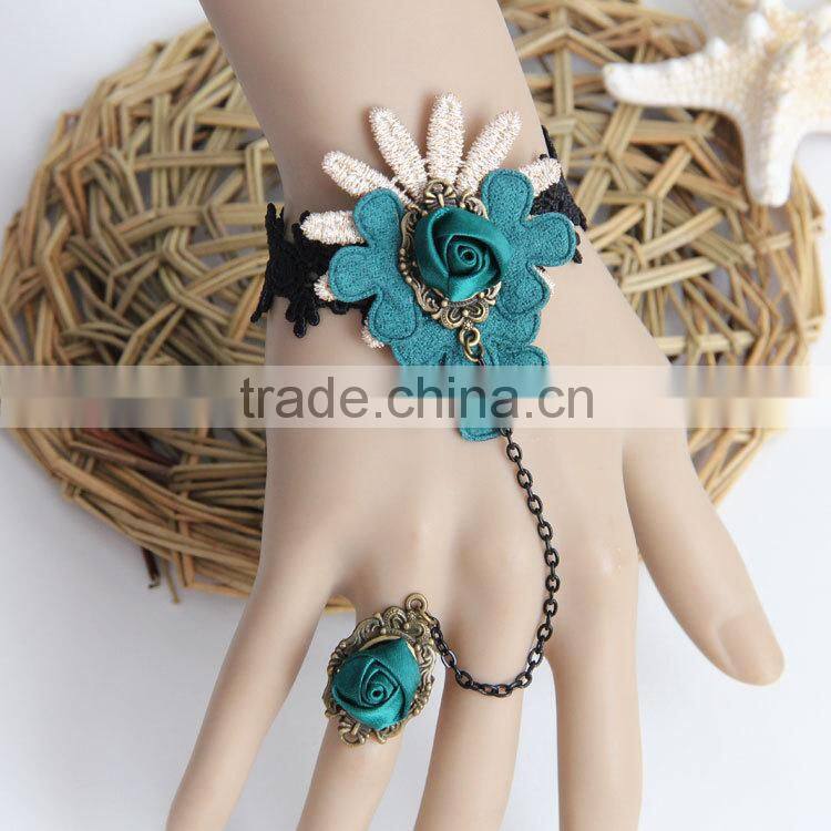 Lace female jewelry chain bracelet with ring