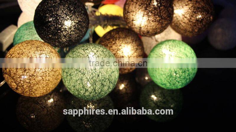 led christmas holiday party wedding decoration cotton colorful ball bettery solar fairy string cotton ball light