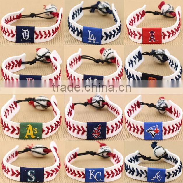 New custom America all teams baseball leather MLB bracelet