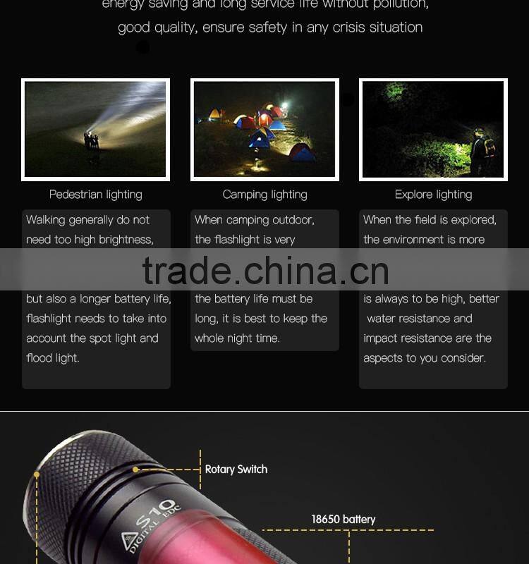 Nico Nature Factory Supply long shots XML l2 18650 rechargeable Utility flashlight