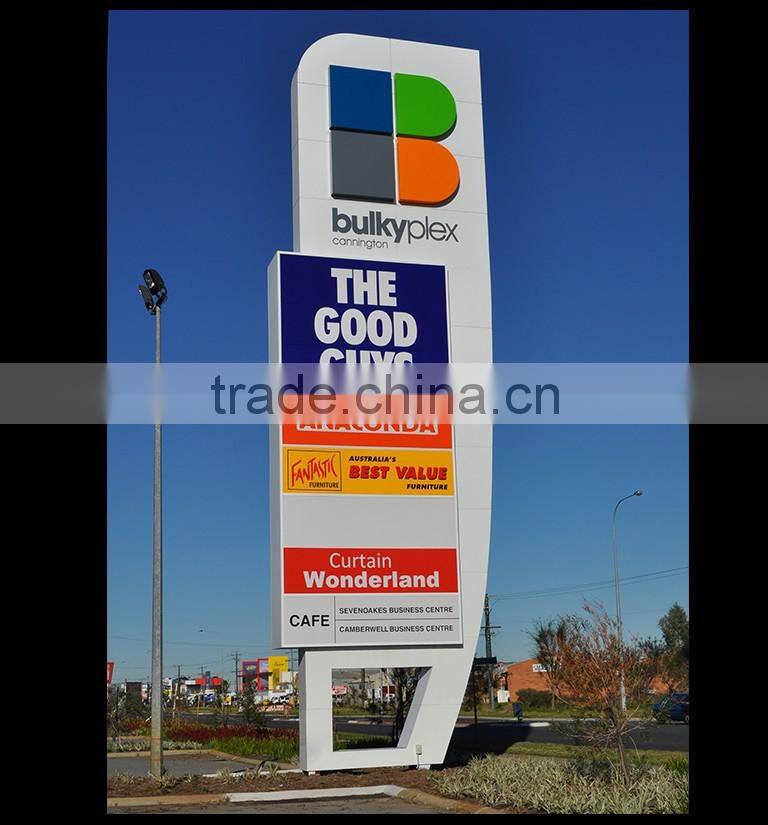 Advertising outdoor pylon sign for gas station