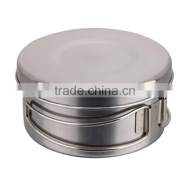 4 pieces of stainless steel metal travel lunch box set & camping cookware