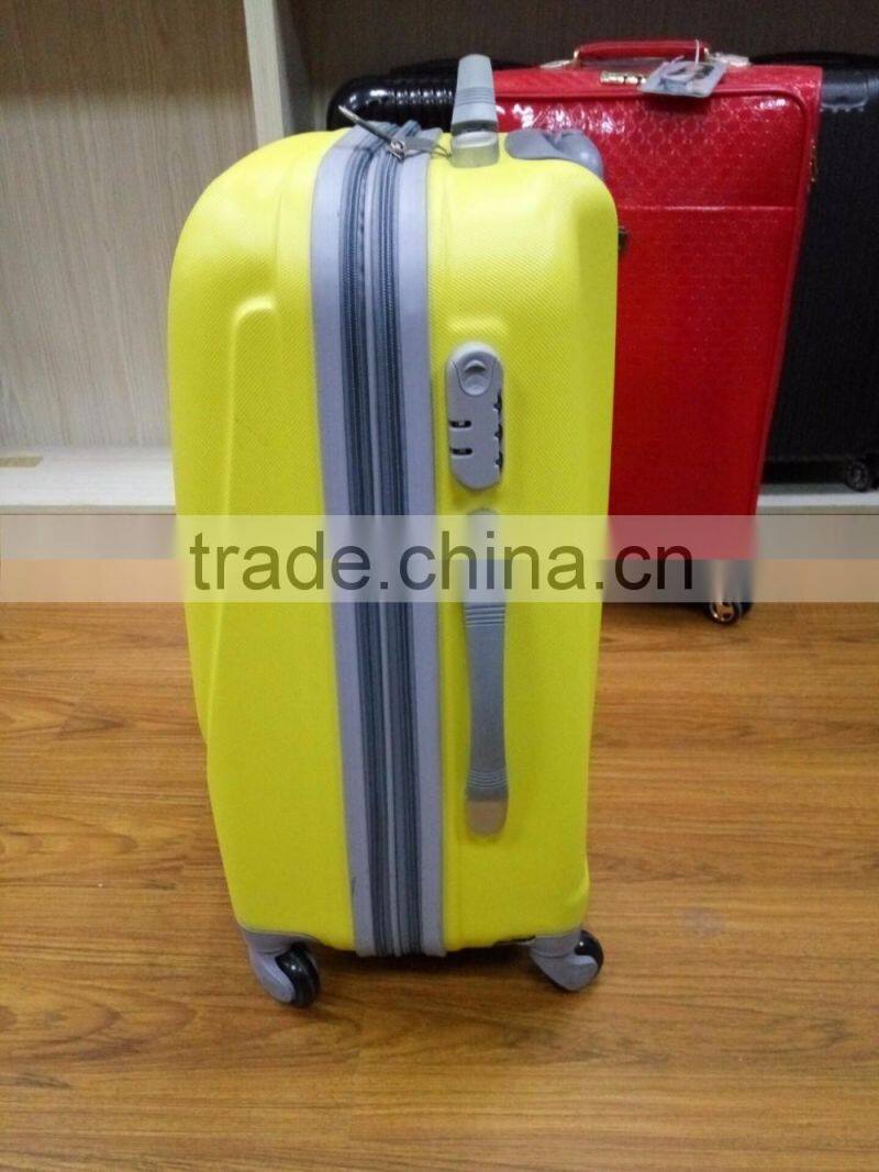 New 360 Degree 4 Rotative Wheels ABS Yellow Trolley Luggage Expander Ultra Light Hardshell Suitcase