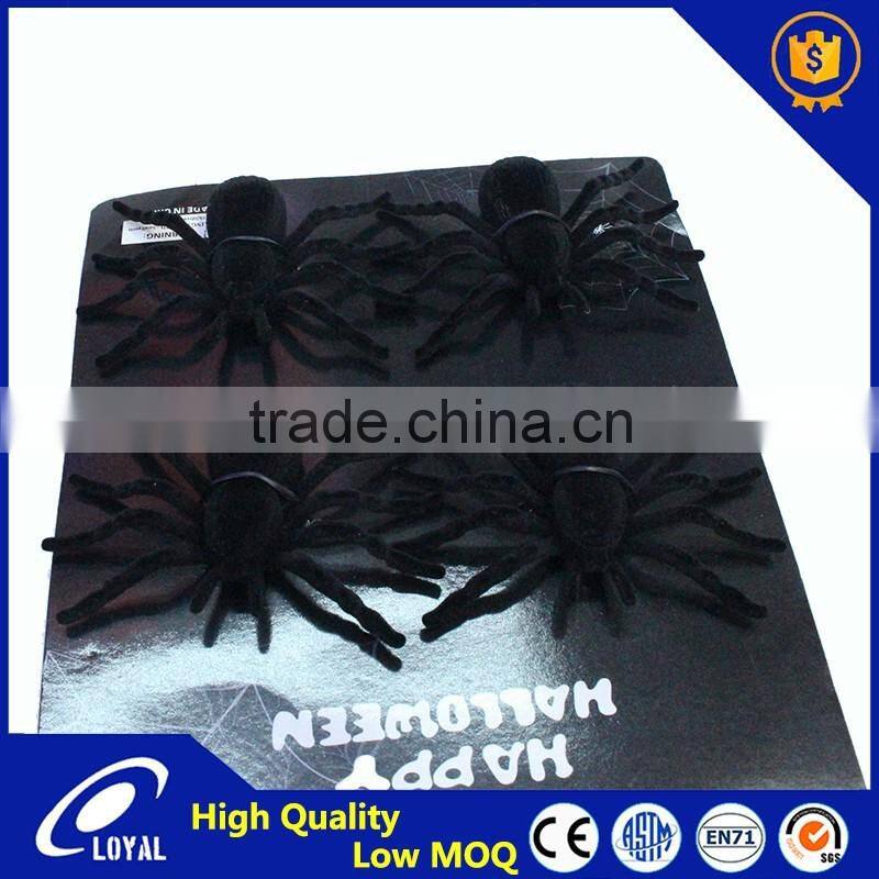 Hot Sale Custom Funny 10cm Flocking Spider Trick Toys Special Halloween Decoration For Kids