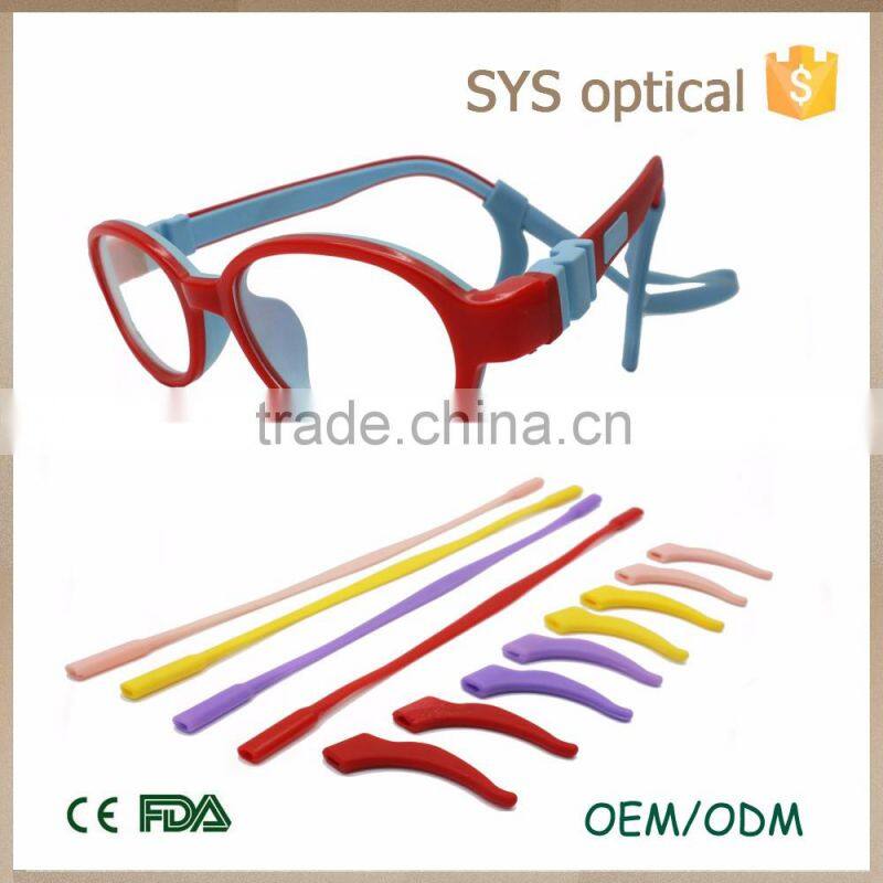 Newest design double color with safety rope children optical frame ,lively color replaceable temple baby optical frame
