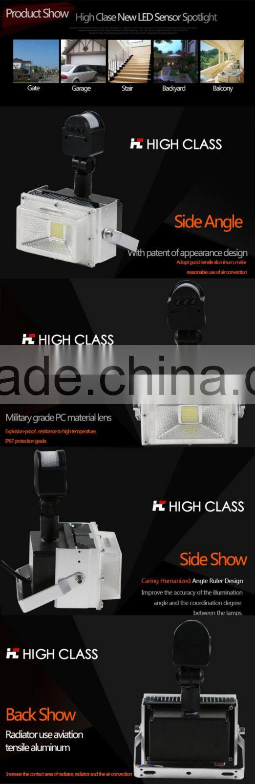 Parking Lot Gate Garage Patent Infrared Microwave 30W 40W 50W Motion Sensor LED Flood Light