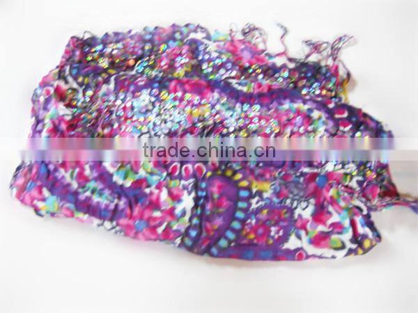 sequin assorted color scarf with tassel