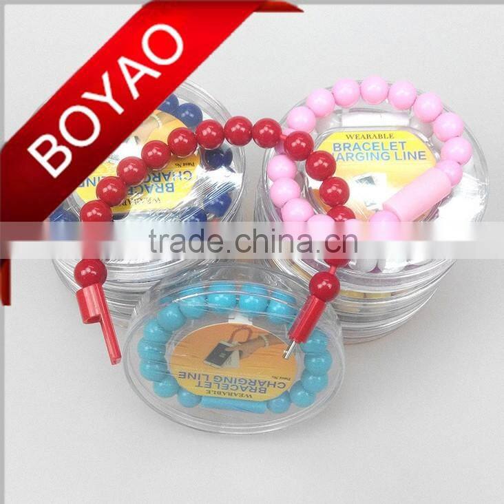 2016 High Quality Buddha Bead Bracelet usb cable, wearable bracelet usb cable, bracelet usb cable in 1m