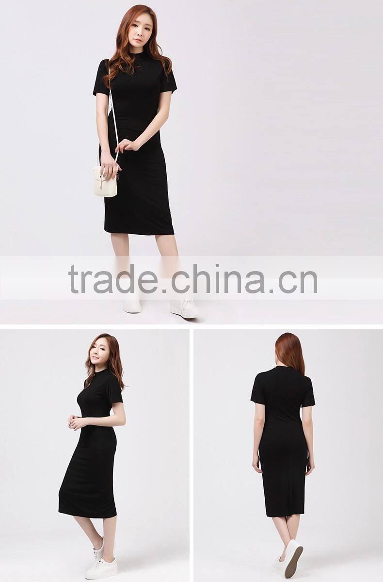 Cultivate one's morality dress female long T-shirt with short sleeves dress after casing head split package hip skirt