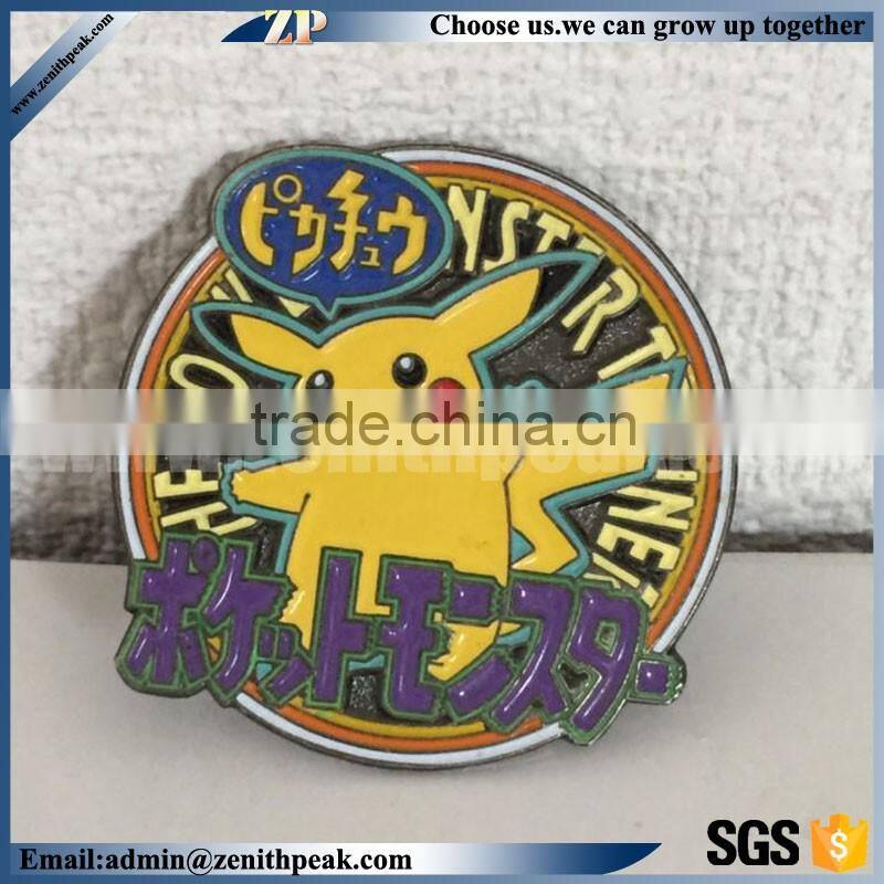 custom cheap metal badge with 3D young baseball player image with butterfly clasp