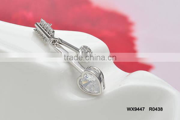 Double arrow hearts with AAA cubic zirconia pendant necklace good jewelry