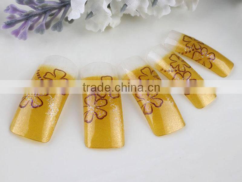 Wholesale false nails glitter powder designed artificial nails