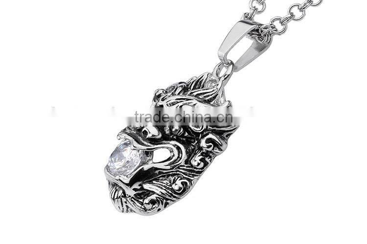 KSTONE Fashion Jewelry 316L Stainless Steel Lion Shape Punk Necklace Silver Pendant for Men