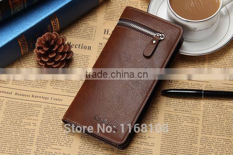 New Brand Leather Purse ID Credit Card Holder Bifold Zipper Long Mens Wallet