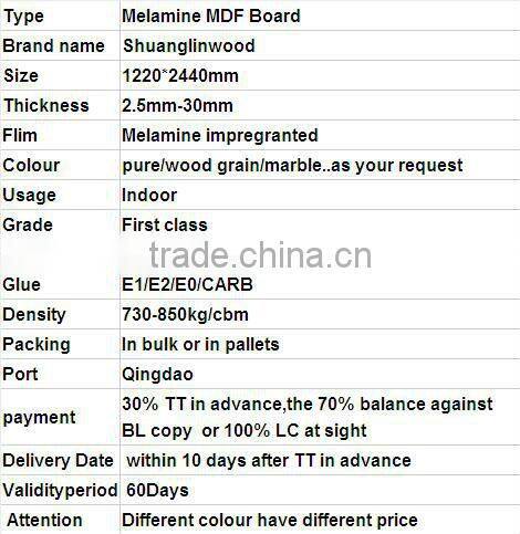 high quality one side melamined faced MDF cheap price