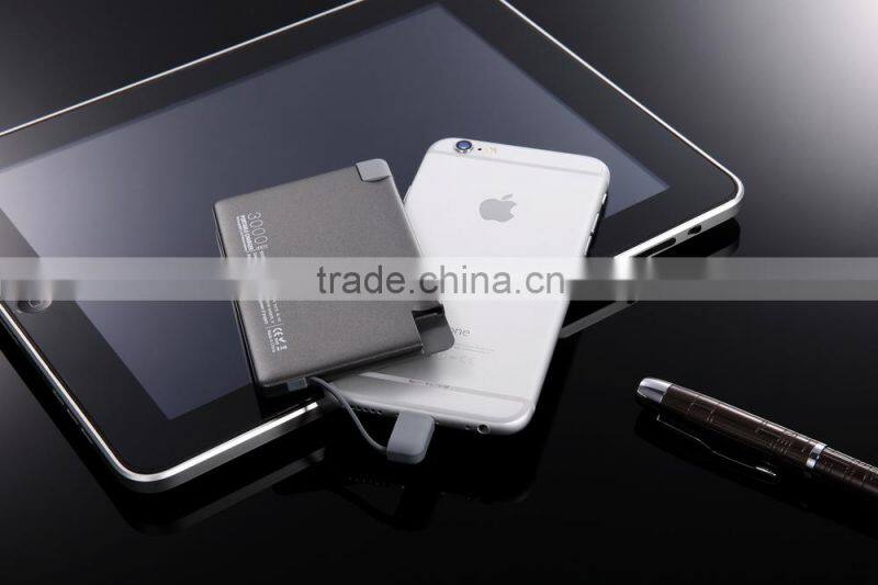 Fashion colored Extra Thin Power Bank 3000mah, Fast Phone Charger