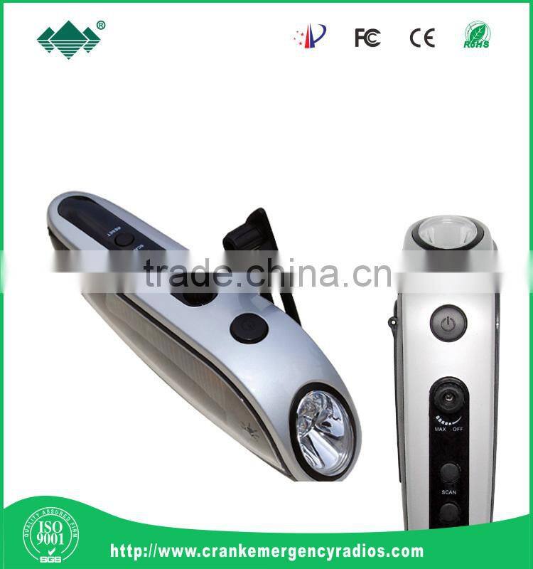 Long-range LED Torch Dynamo Hand Crank and Solar LED Torch Radio