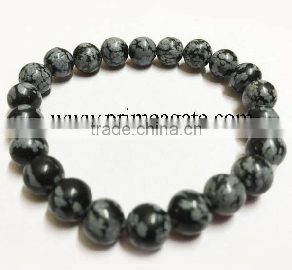 Snowflake Obsidian Stretchable Bracelet | A grade good quality gemstone bracelet | Agate new jewelry 2016 bracelets