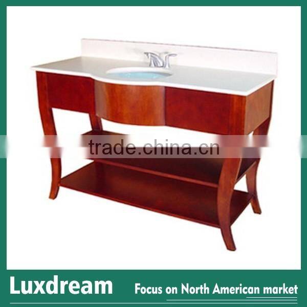 48" bathroom vanity cabinet with wooden shelf