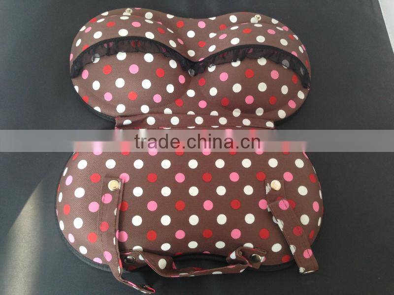 Coffee & red,pink and white points Travel EVA bra Bag with hang