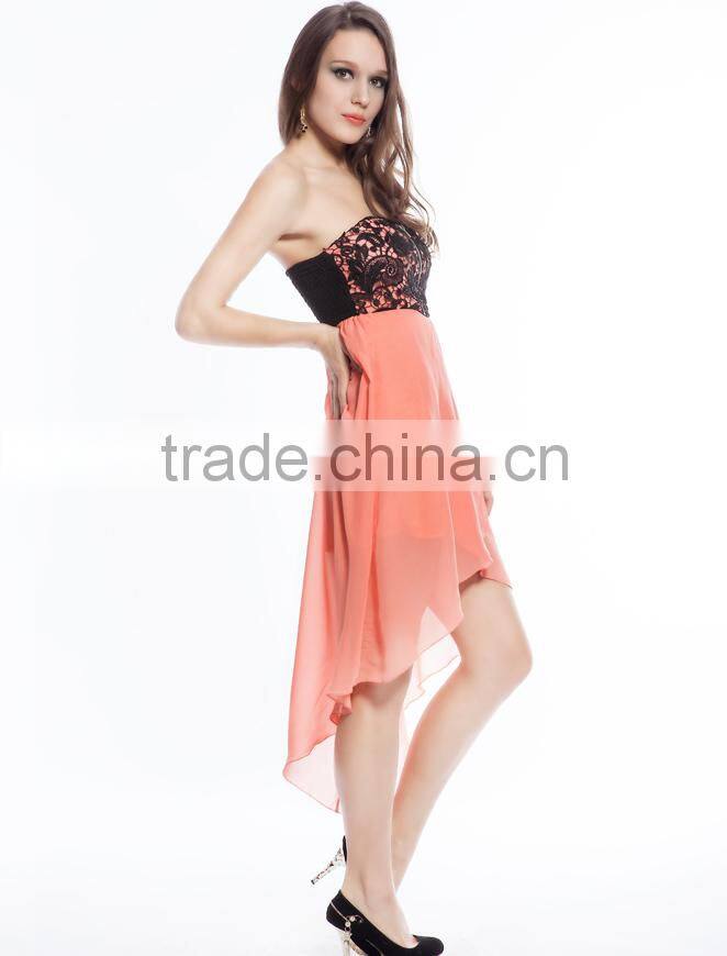 Providing copyright photos sexy orange off-shoulder short front long back prom dress