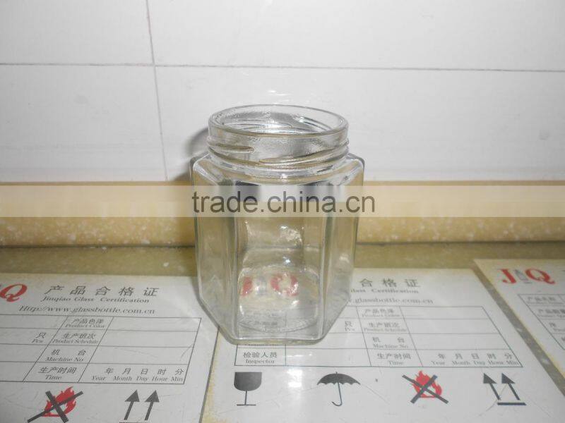 160ml hexagon clear glass spice jar