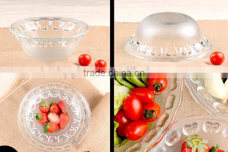 clear cheap glass salad bowls with apple frosted effect