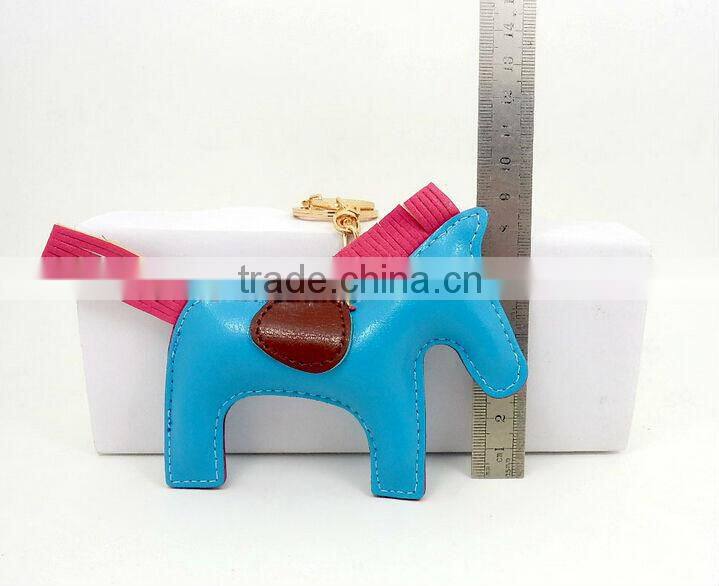 ITANLY style PU pony animals leather keychain with metal keychain keyring