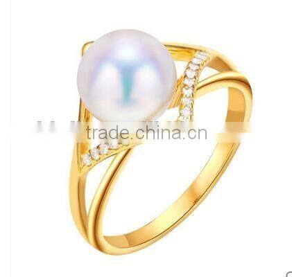 925 Silver New Design White Gold Pearl Ring Designs Engagement Finger Rings
