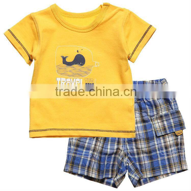 lovely baby boy summer child clothes printed t shirt and blue shorts