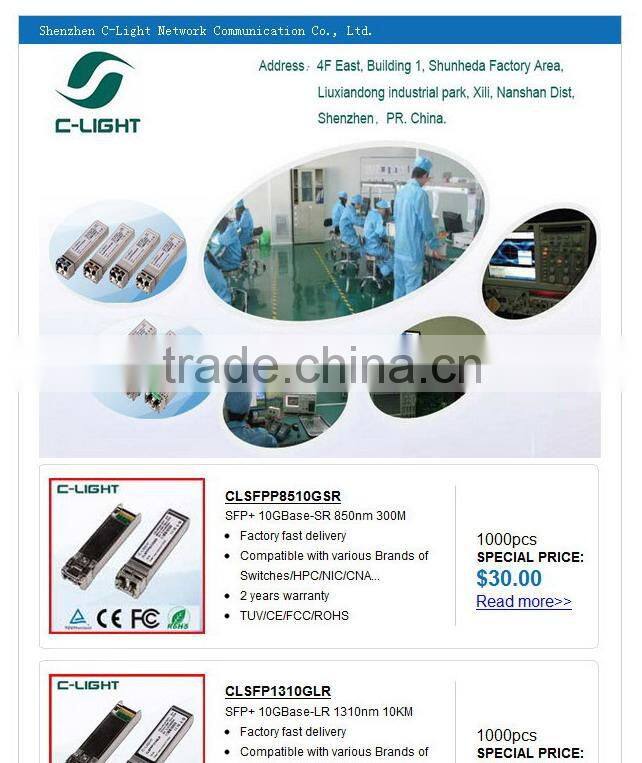 High Quality 8G SFP+ 10G SFP Transceiver SW 850nm 200m MMF Fibre Channel Transceiver