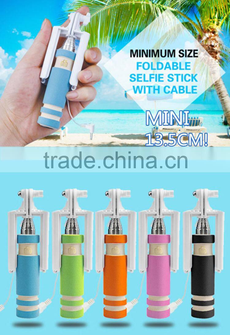 New style high quality cheap remote cable wholesale selfie stick