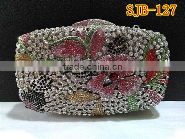 With fast shipping wonderful design high grade crystal handbag with rhinestone for evening party