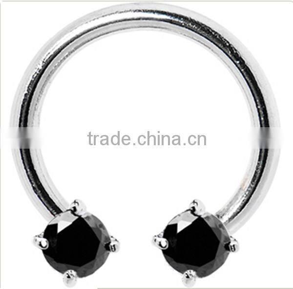 Silver 925 Crystal Horseshoe Circular Barbell Piercings Jewelry