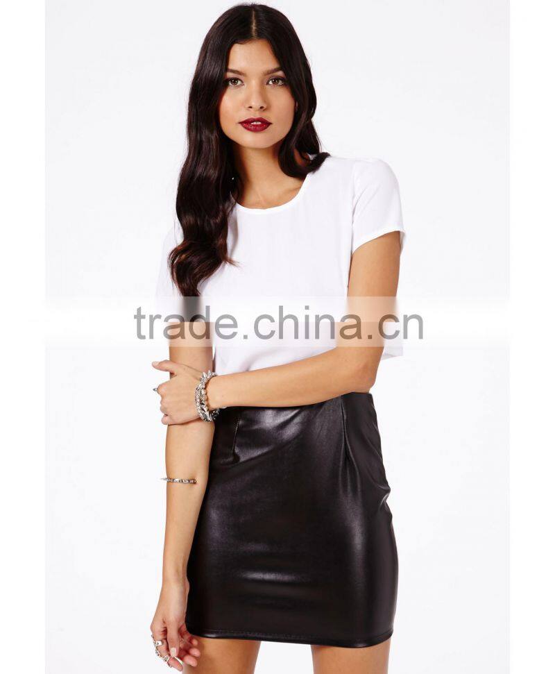 China Manufacturer Sexy Short Skinny Mini Leather Skirts For women Customized