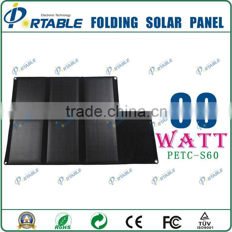 60W flexible solar car charger for laptop for camping/travelling