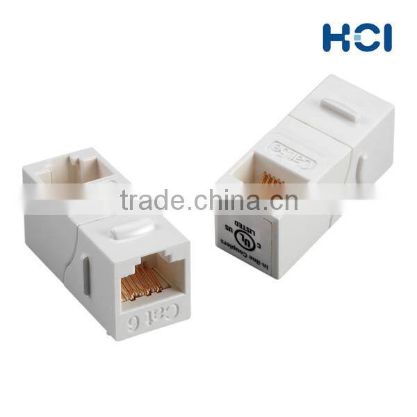 UL RJ45 Cat6 90 Degree Unshielded UTP Straight Keystone Coupler