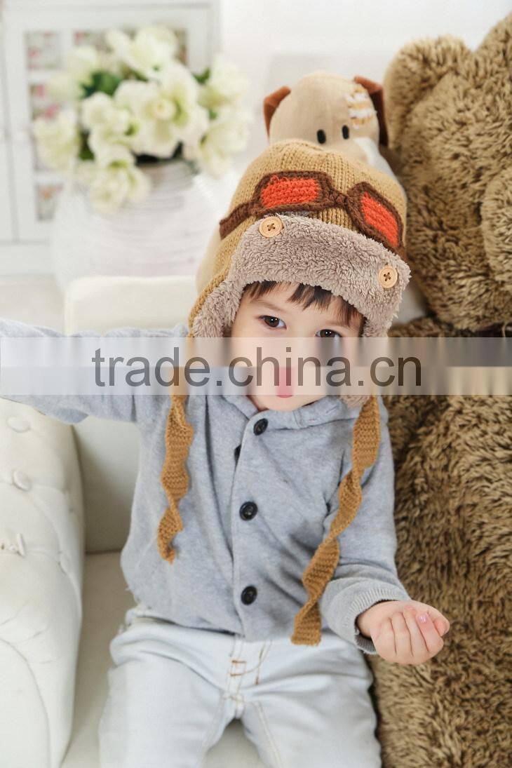 New Cute Baby Toddler Boy Girl Kids Pilot Aviator Cap Warm Hats Earflap Beanie Children Knitted Winter Hats
