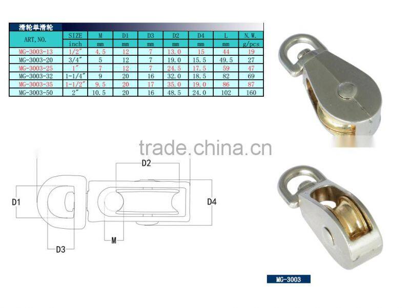 High Quality Zinc Alloy Small Fixed Single Metal Pulley and Double Pulley