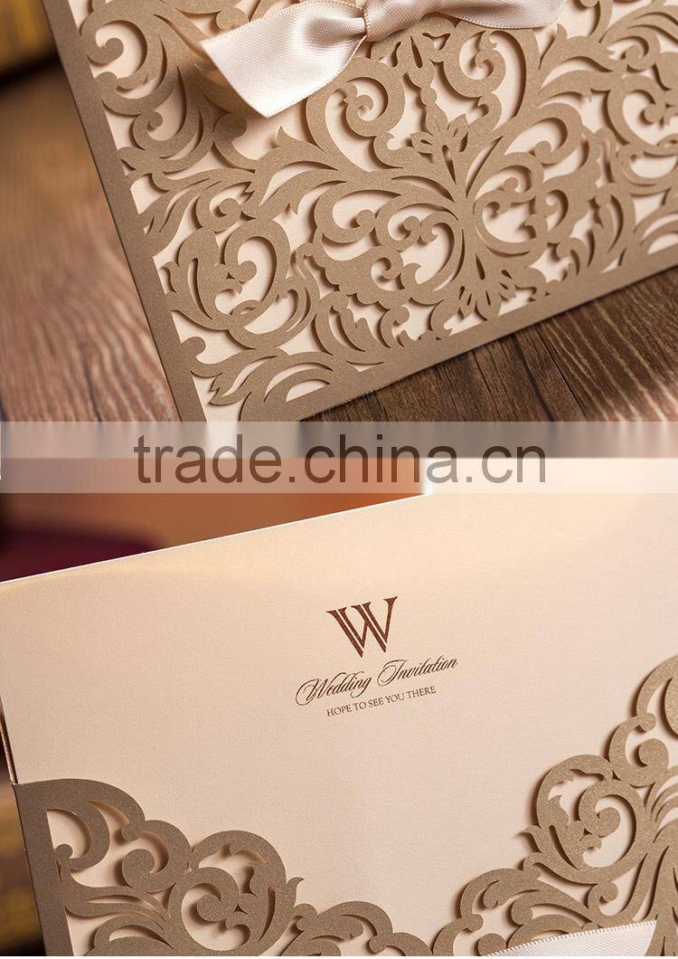 Custom design silk tie wedding invitation card