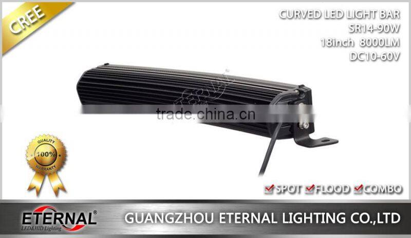 90W high power curved light bar spot flood combo marine boat motor sports 4x4 pick up truck trailer lamp